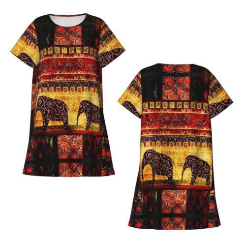 Chemise de nuit imprimée éléphant africain vêtement nuit femme S-3XL - 4