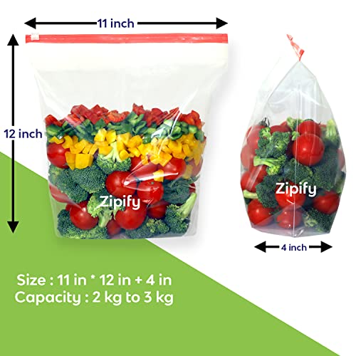 Image of Zipify Zip Lock Bag, Slider Bag | Pack of 20-2 to 3 Kg Capacity | Ziplock Pouch, MultiPurpose Storage, Zip Lock Bag For Fridge, Travel Packing, Reusable and Reclosable, Leak- Proof, Food Grade