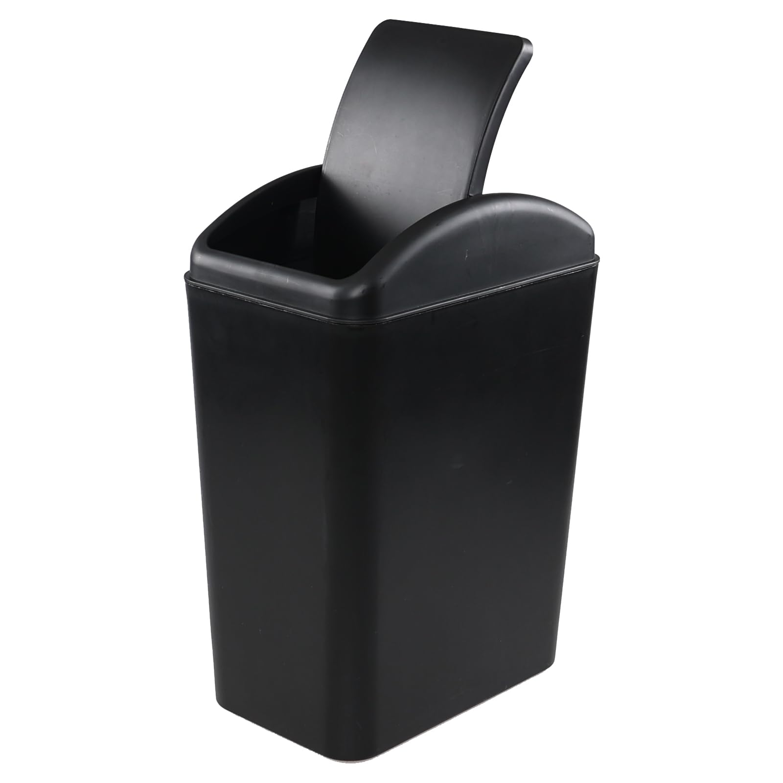 Oymlclivisa 4.5 Gallon Plastic Swing Top Trash Can, Slim Swing Lid Trash Bin, Black
