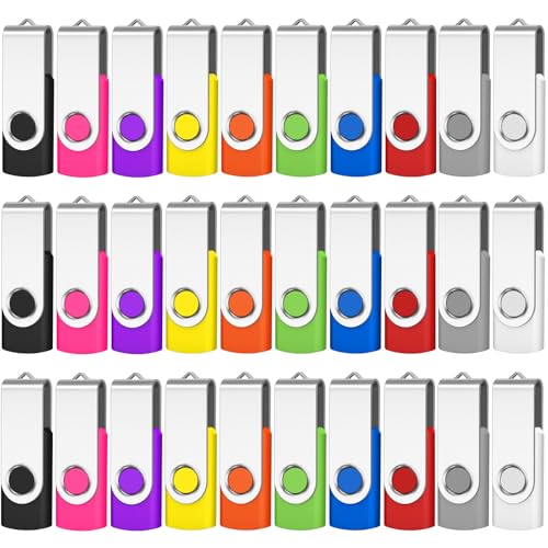 Image of 2GB USB Flash Drive 100 Pack, ARETOP Premium USB2.0 Classic Swivel USB 2GB Flash Drive Pen Drive Memory Stick Thumb Drive Bulk Jump Drive Pack 100PCS Computer Data Storage USB Pendrive, Mix Colors