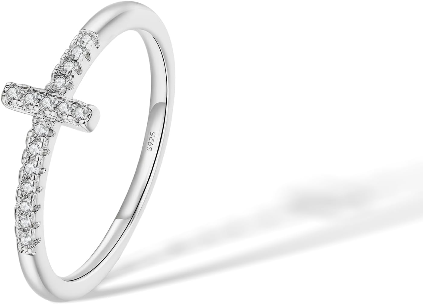 S925 Stering Silver Cross Christian Purity Ring for Women Men, Eternity Dainty Stackable Classic Fashion Band Rings