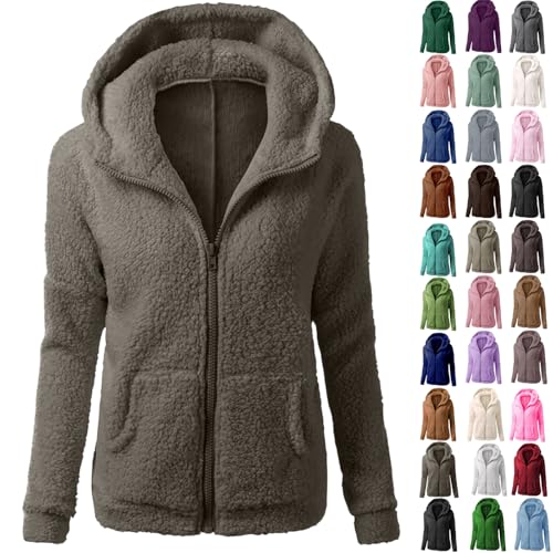 LRMQS Sherpa Jacket Women Zip up Fuzzy Fleece Casual Hoodie Sweater Warm Trendy 2025 Plus Size Fall Winter Coats Cardigan