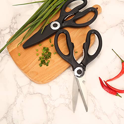 image for ROMALI All-Purpose Kitchen Shears, Black Kitchen Scissors Dishwasher S