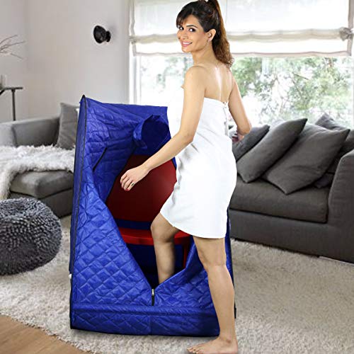 Image of Kawachi Portable Steam Bath Cabin for Ayurvedic Panchkarma Swedan Therapy and Home Spa Sauna Detox, Foldable Personal Steaming Tent (Steam Generator Not Included) - (Blue)