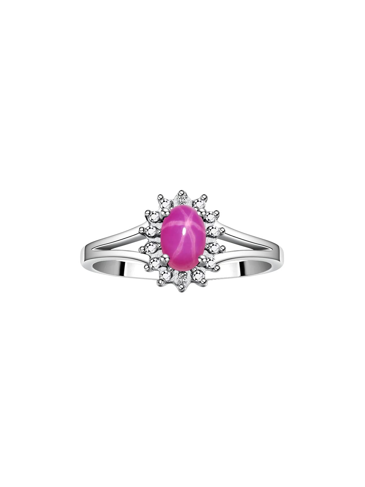 Rylos Halo Ring: Diamond Birthstone with 6X4MM Oval Gemstone - Women's Jewelry in Sterling Silver - Stunning Diamond Ring Sizes 5-10