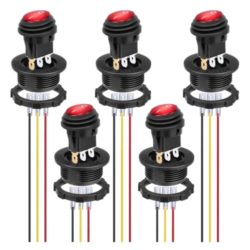 BFXM Round Rocker Switch, Toggle Switch 12V, On Off Switch, SPST 3 Pin