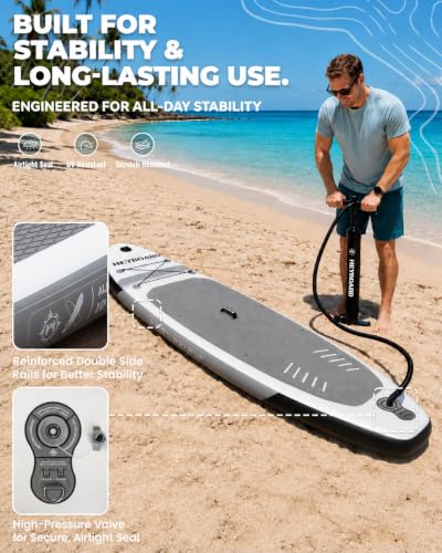 Image of HEYBOARD Inflatable Stand Up Paddle Board 10'6 inchx32 inchx6 inch Standup Paddleboard with Premium SUP Accessories & Backpack, Non-Slip Deck, Waterproof Bag, Leash, Paddle, Hand Pump