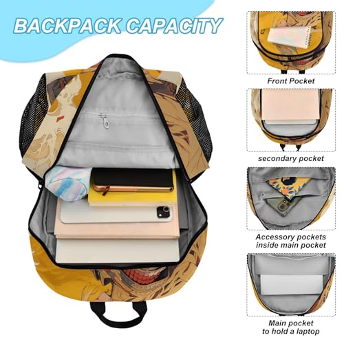 Anime Warrior Travel Backpack with Lunch Bag Set with 15 IN Laptops Compartment for Work Hiking Picnic4