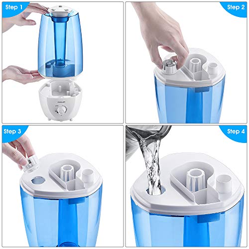 PROALLER Ultrasonic Cool Mist Humidifier Oil Diffuser Vaporizer, 3L/0.8 Gal for Bedroom, Baby, Home, Office, Filter Free, Waterless Auto Off, Portable