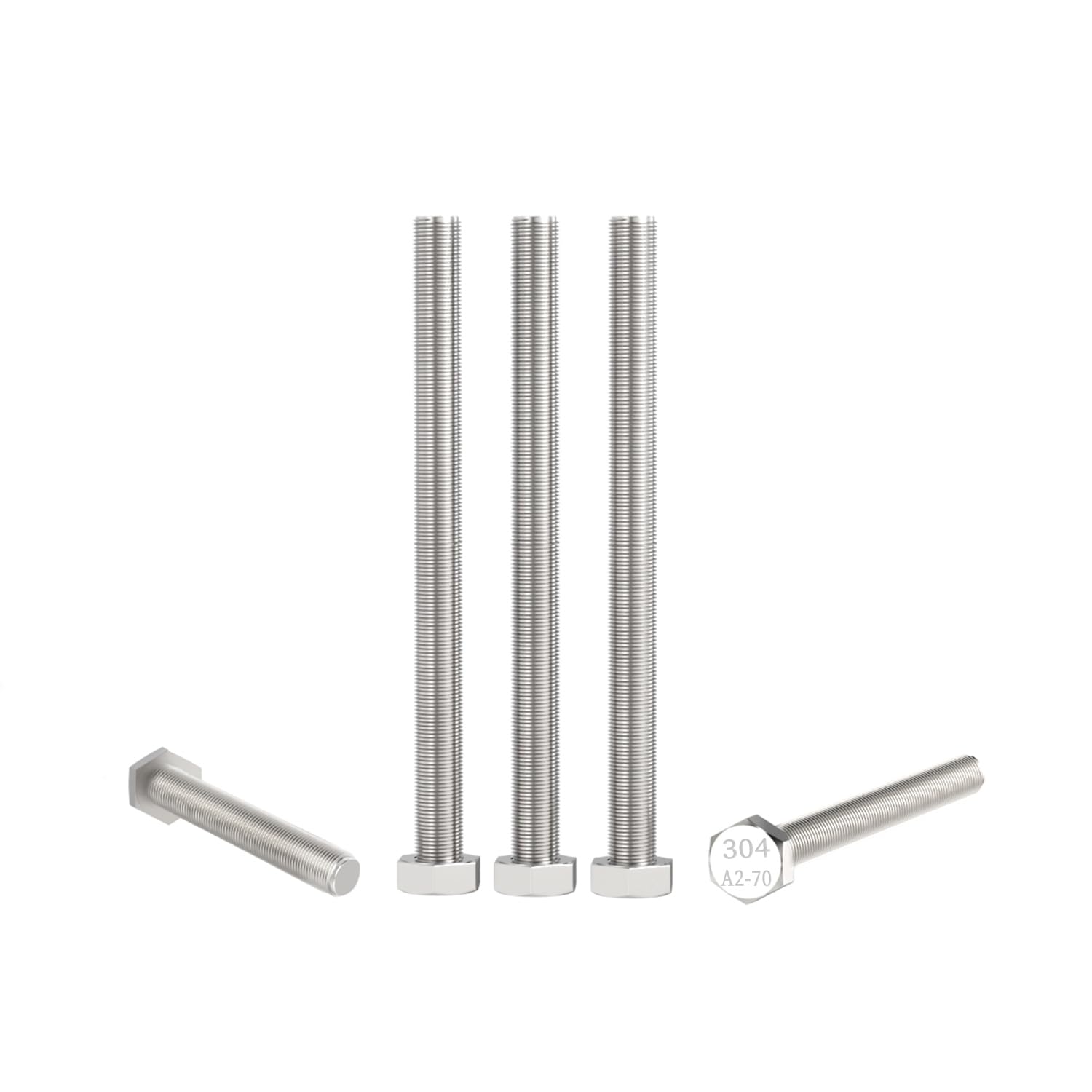 Aopin 5pcs SUS304 Stainless Steel M6 x 120mm Hex Head Bolts Screws Grade 8.8 Stainless Steel, Fasteners Fully Machine Threaded