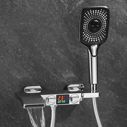 Mitigeur de salle de bain cascade noir mat à affichage digital chic