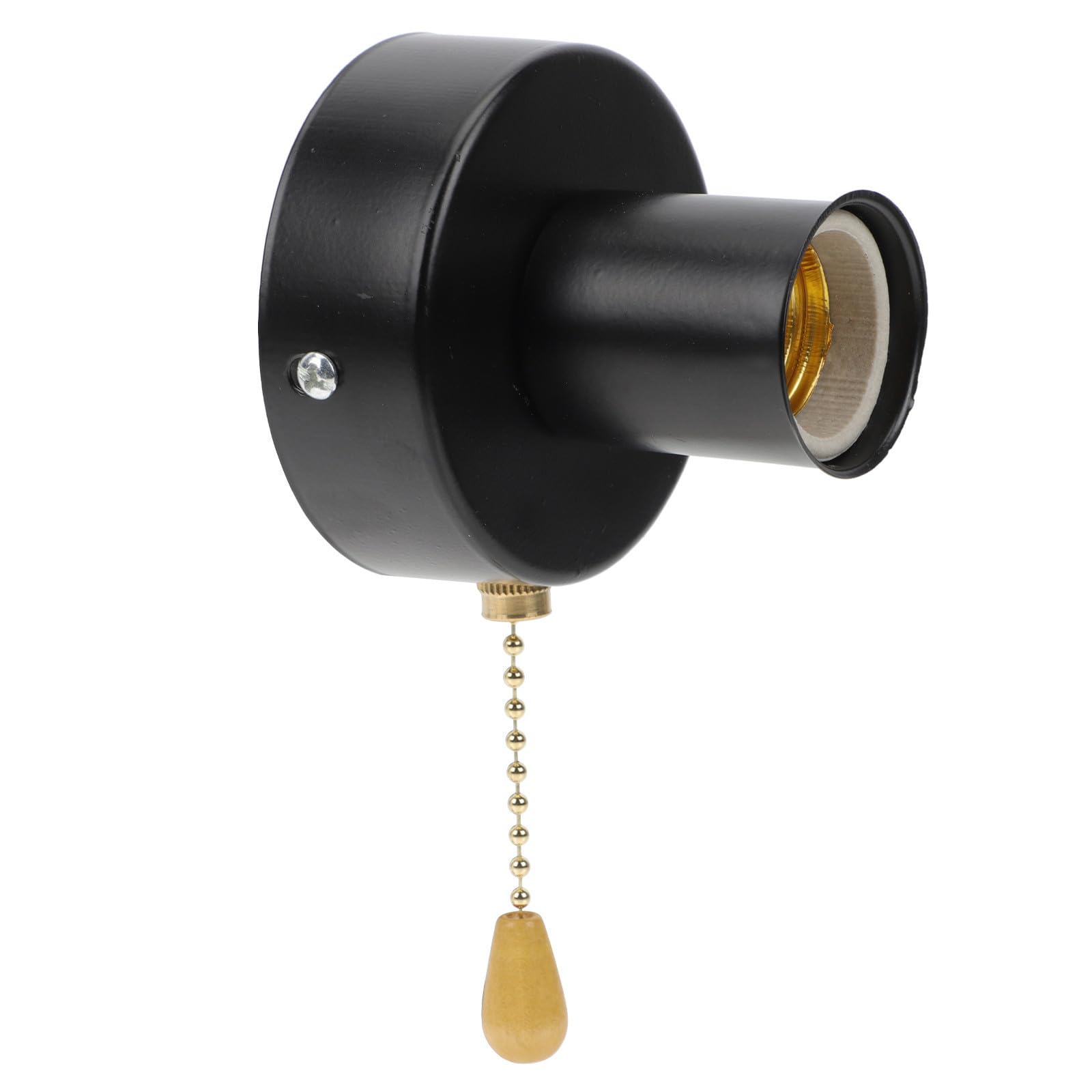 ULTECHNOVO Portalámparas con Interruptor de Cuerda para Lámparas de Dormitorio, Acero Inoxidable Negro, Fácil de Instalar para Hogar y Tienda