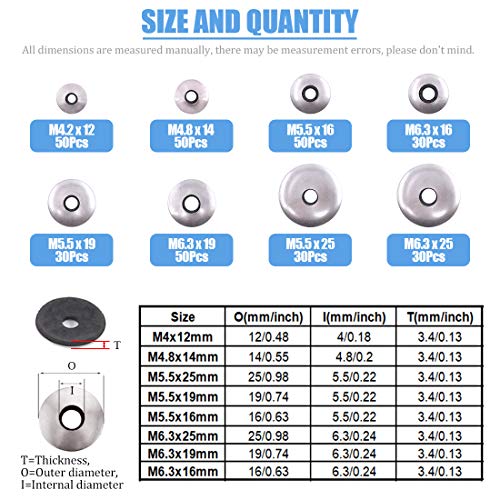 Glarks GLLAFSDP-320 320Pcs Stainless Steel Neoprene Backed Epdm Bonded Sealing Washers Assortment Kit Work thumb #1