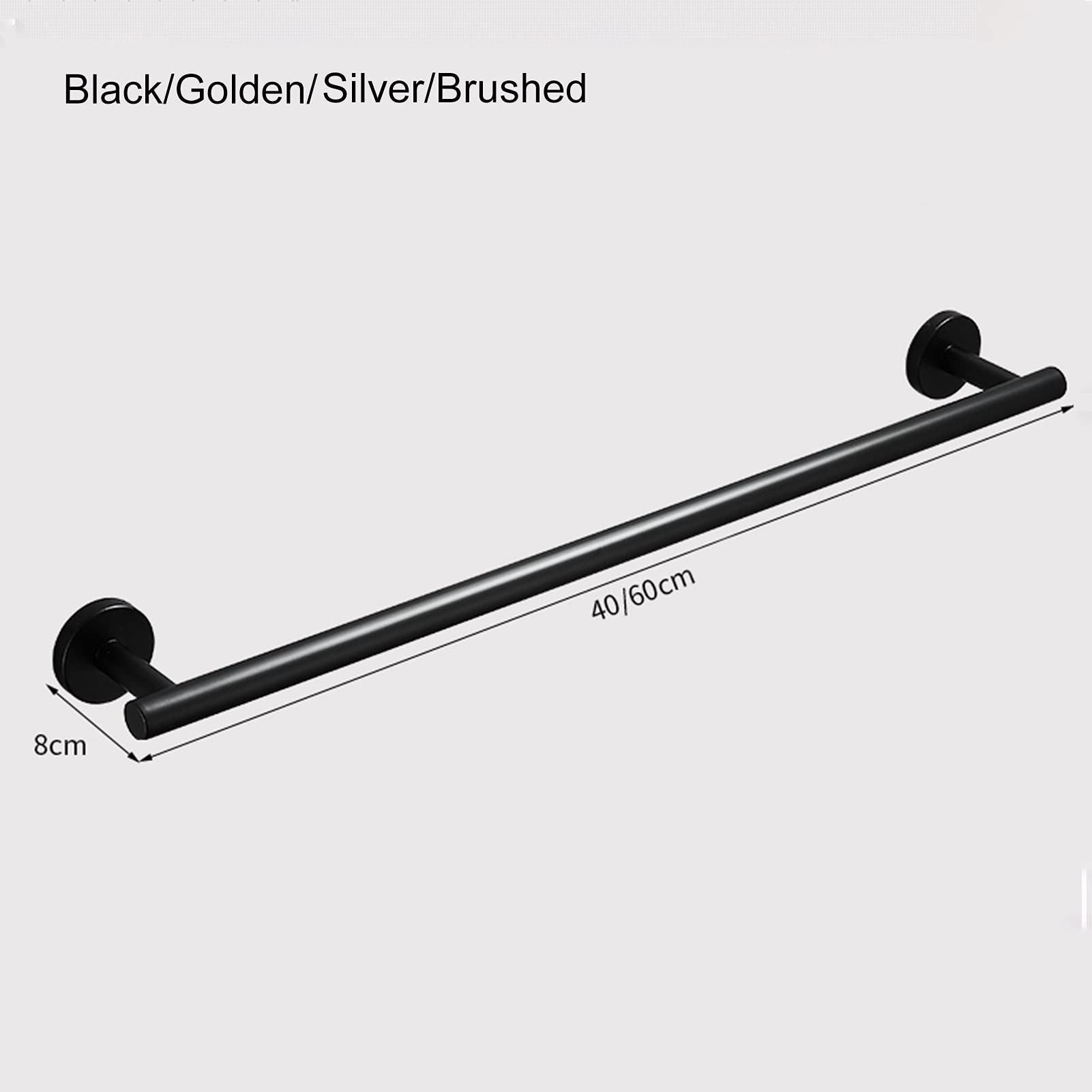 Portasciugamani in acciaio inox SUS 304, 60 cm, design rotondo da parete per bagno e cucina, disponibile in argento spazzolato, nero, finitura oro, accessorio per la casa durevole ed elegante