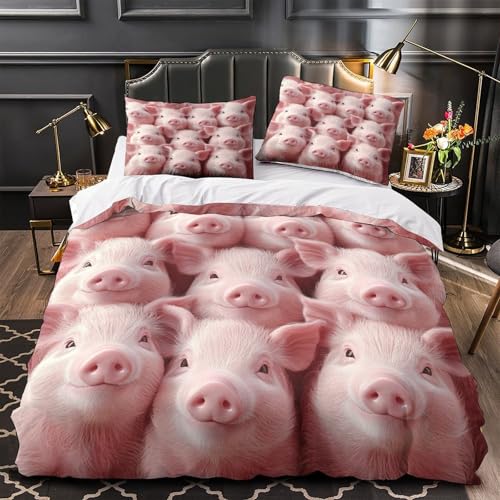 Housse de couette cochons 140x200 parure lit microfibre