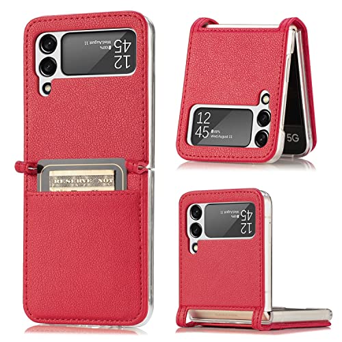 Housse Samsung Z Flip 4 avec fente carte antichoc et protection intégrale rouge