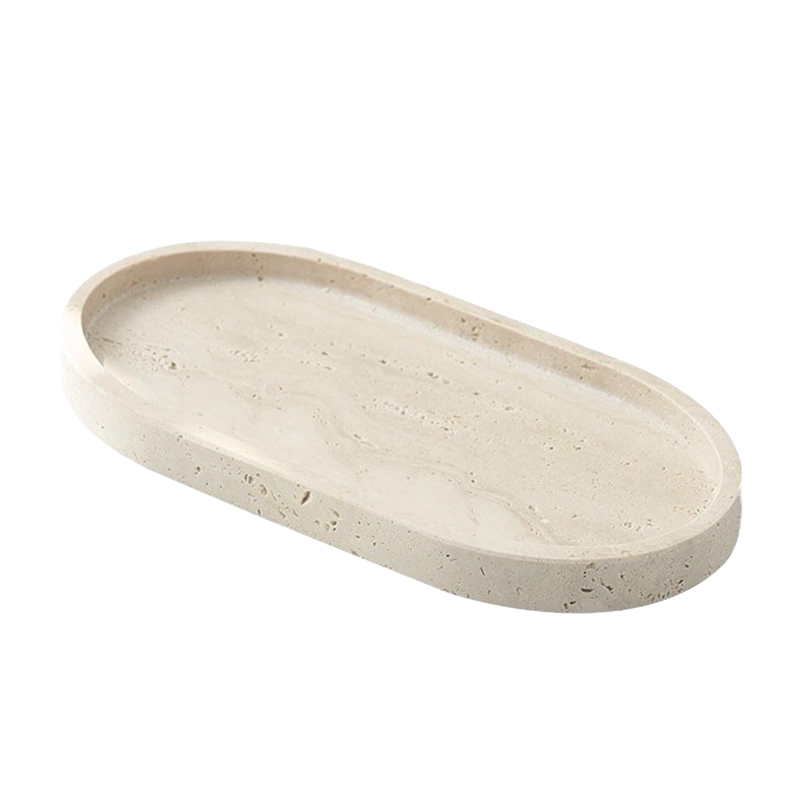 Bandeja Decorativa, Bandeja para Joyas De Mármol Natural Bandeja De Baño Beige Bandeja Ovalada para Perfumes Cosméticos Velas Y Llaves para Salón Y Dormitorio