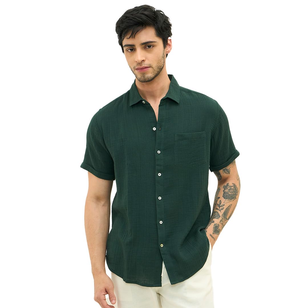 Linen Shirts for Men's | Linen Blend Shirt with Full Sleeve | Spread Collar with Comfort Fit | Button Closure for Casual Wear