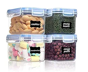 Airtight Kitchen Storage Containers set of 4-500ml, Plastic Fridge Storage container with Lock & Seal Lid, Blue