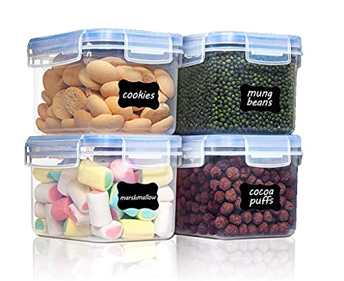 Image of Diablos Airtight Kitchen Storage Containers Set of 4-500ml, Plastic Fridge Storage Container with Lock & Seal Lid, Blue