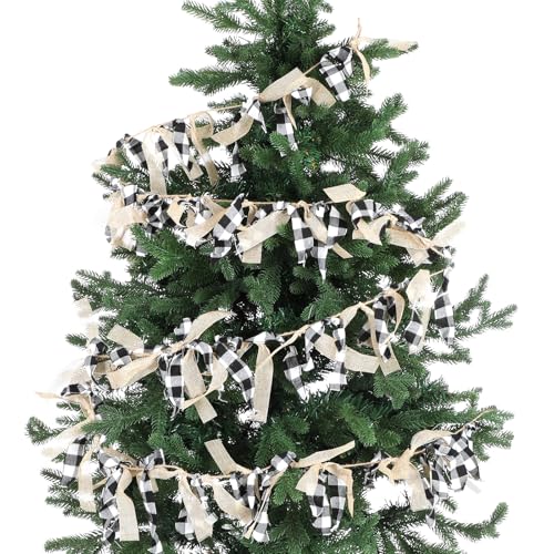 Suncalla 9 FT Christmas Buffalo Plaid Ribbon...