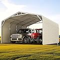 ADVANCE OUTDOOR 2 Car Metal Carport, Heavy Duty 20x20 ft Garage Shelter with Side Panels & Pre-Drilled Holes for Cars, Boats, Equipment