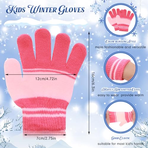 Image of Chuarry 144 Pcs / 72 Sets Kids Winter Hats and Gloves Bulk, Knit Hat Gloves Pack Unisex Cold Weather Cap for Boys Girls Gift(Fresh)