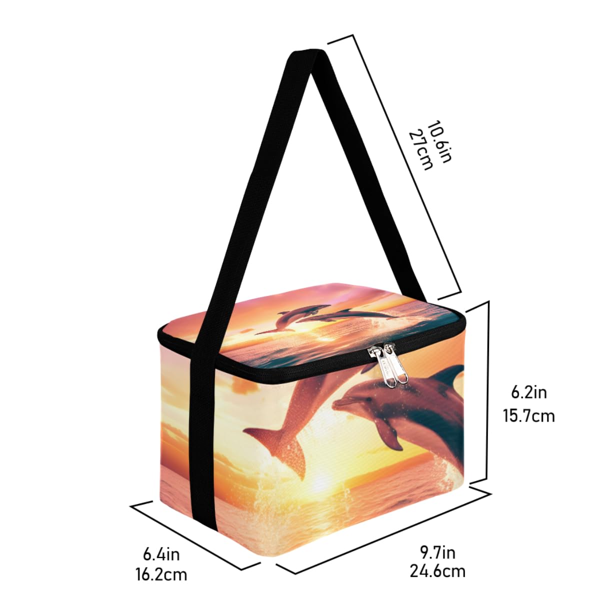 GzLeyigou Lunch Bags for Women Men 9 Cans,Aquatic Animal Dolphin Hot & Cold Food Delivery Bag Insulated Grocery Bag Insulated Lunch Box Beach Dolphins Cooler Bag for Office Work Picnic Beach
