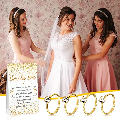 Geosar Ring Game Put a Ring on It Bridal Shower Games with Rings Dont Say Bride Game Rules and 60 Plastic Rings Bridal Shower Favors for Guests Wedding Shower Games(Gold, Confetti) - Thumbnail 5