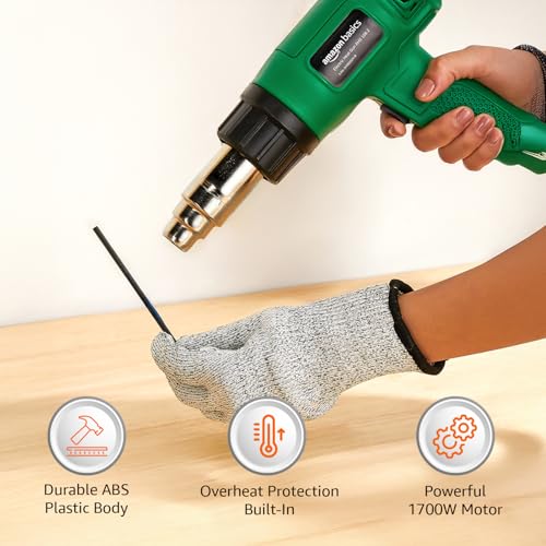 Image of Amazon Basics 1700W Heat Gun | Dual Temperature & Airflow Control | ABS Body | Hot Air Gun for Paint Removal, Plastic Welding & Shrinking | Blue