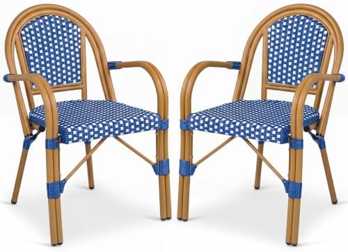 Tangkula Wicker Patio French Bistro Dining Chairs Set of 2