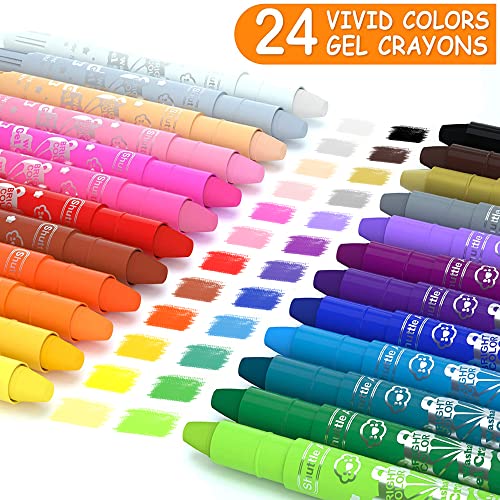 Shuttle Art 24 Colors Gel Crayons For Toddlers, Non-Toxic Twistable Crayons Set For Kids Children Coloring, Crayon-Pastel-Watercolor Effect, Ideal For Paper #TOP1