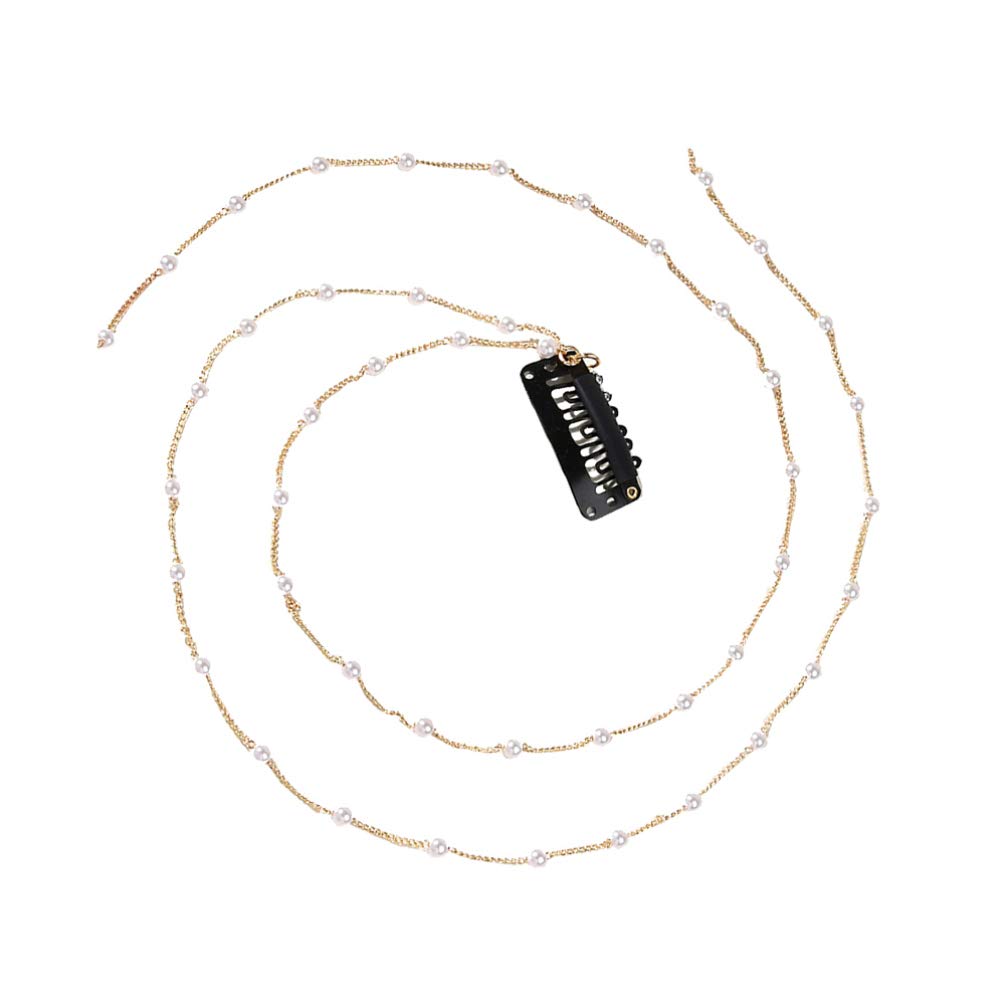 FRCOLOR Hair Chain Clips Wedding Hair Chain Clips Pearl Tassels Pearl Chains Styling Accessories, Golden