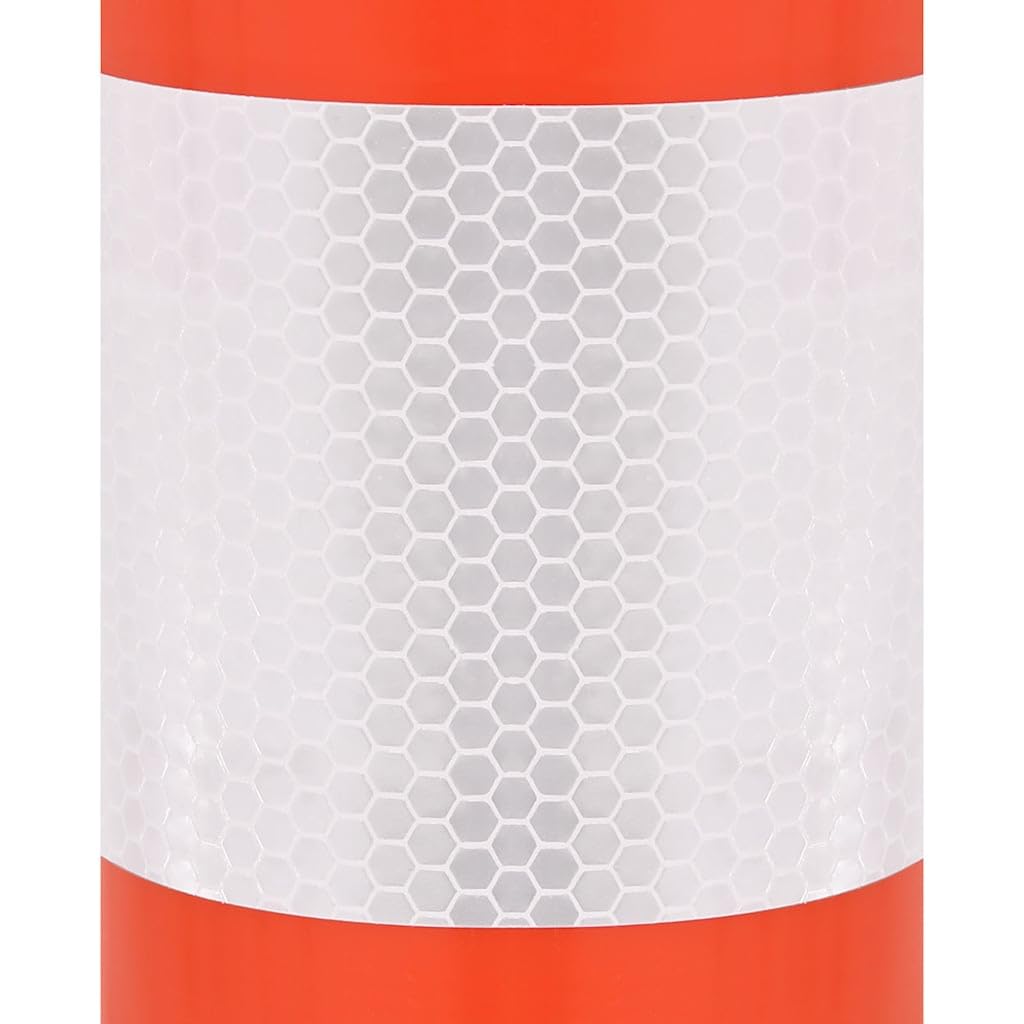 Set di 10 pali di barriera, 75 cm, in polietilene, rosso/argento