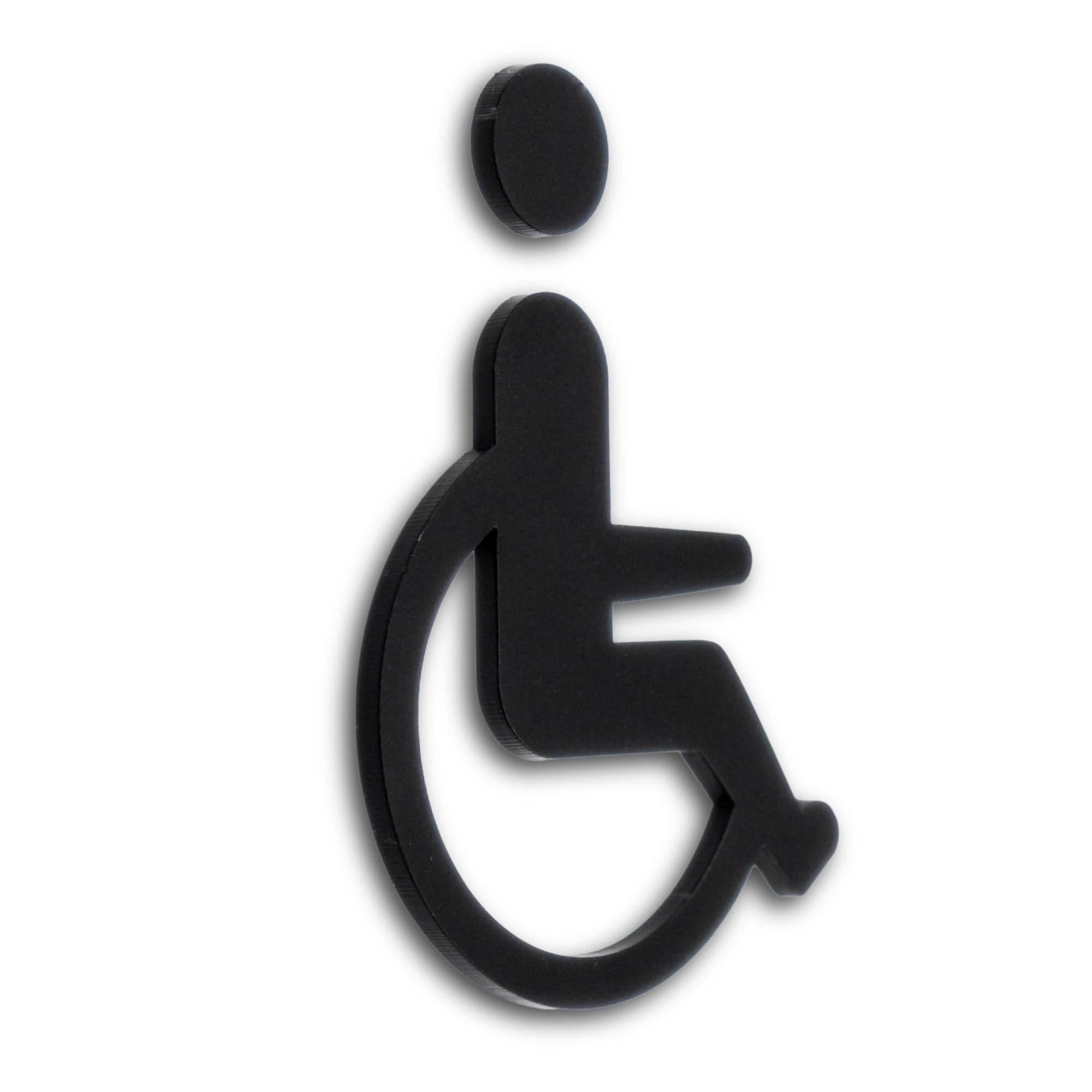Accessible Disabled Toilet Door Sign, Black, Self Adhesive, Waterproof, Modern Design, 9.5cm x 6.7cm, 3mm Thick