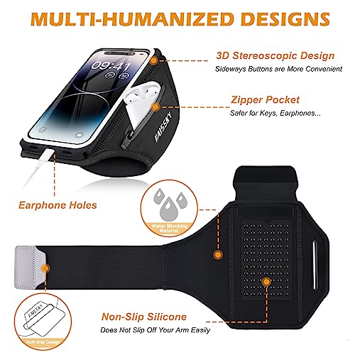 Sportarmband Mit Kopfhörer Tasche Handytasche Joggen Sport für iPhone 16 Pro Max 15 Pro 14 13 12 Galaxy S25 Ultra S24 S23, Xiaomi Huawei Handyhalterung Joggen Arm Handyhülle Running Armband