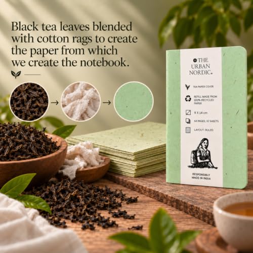 Image of 3 Pack Mini Journal Notebook A6 | Pocket Size (9 x 14 cm) Ruled Diary for Writing, Journaling & Daily Notes | Tea Paper Cover I (Mint Green)