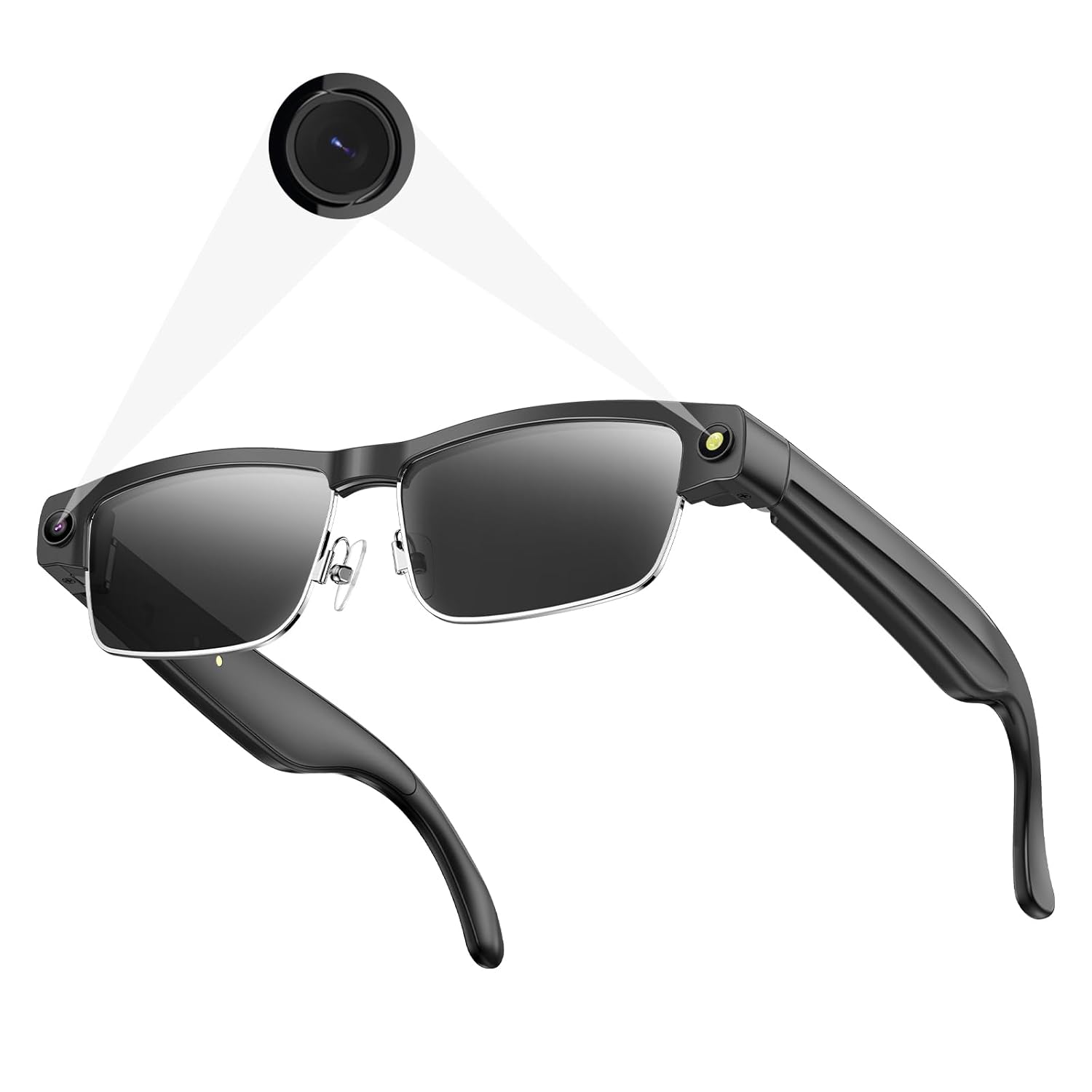 AI Camera Smart Glasses for Hands-Free Photos Videos 8MP HD Camera Bluetooth Calling Voice Assistant Open-Ear Speakers Music
