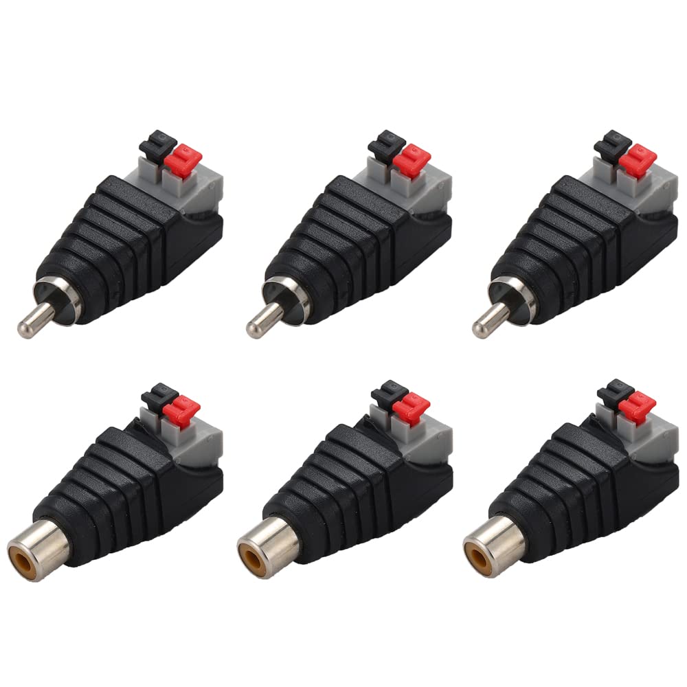 Greluma 6 Piezas Adaptador de Cable RCA a Altavoz, Altavoz de Subgraves, Phono RCA Macho a AV, 2 Terminales de Tornillo, Vídeo, Audio, Resorte, Tipo de Presión, Balun para CCTV — view 20