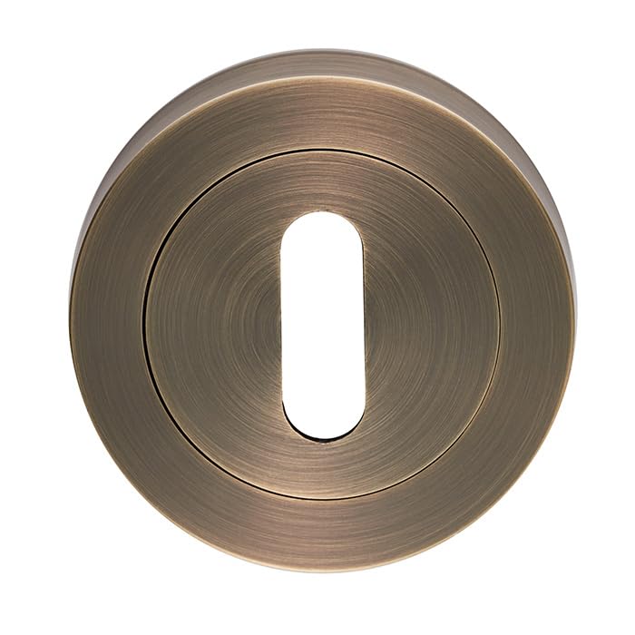 Kooples Hardware Euro/Standard Profile Escutcheons Dual Keyhole Cover Set for Mortice & Euro Cylinder Locks – Satin Stainless Steel Finish (Antique Brass, Standard Profile)