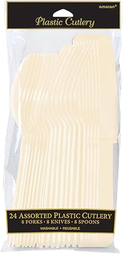 Miniatura 2 de amscan Cubiertos de fiesta surtidos de primera calidad, tamaño completo, crema de vainilla
