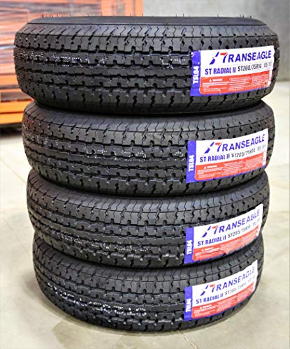 Set of 4 (FOUR) Transeagle ST Radial II Steel Belted Premium Trailer Tires-ST205/75R14