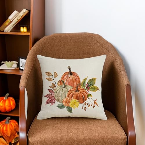 Fall-Pillow-Covers-18×18-Set-of-2-Thanksgiving-Pumpkin-Maple-Leaves-Decorative-Throw-Pillowcase-Autumn-Harvest-Linen-Cushion-Cover-for-Home-Sofa-Couch-Farmhouse-Indoor-Outdoor-Fall-Decor Fall Pillow Covers 18×18 Set of 2 Thanksgiving Pumpkin Maple Leaves Decorative Throw Pillowcase Autumn Harvest Linen Cushion Cover for Home Sofa Couch Farmhouse Indoor Outdoor Fall Decor