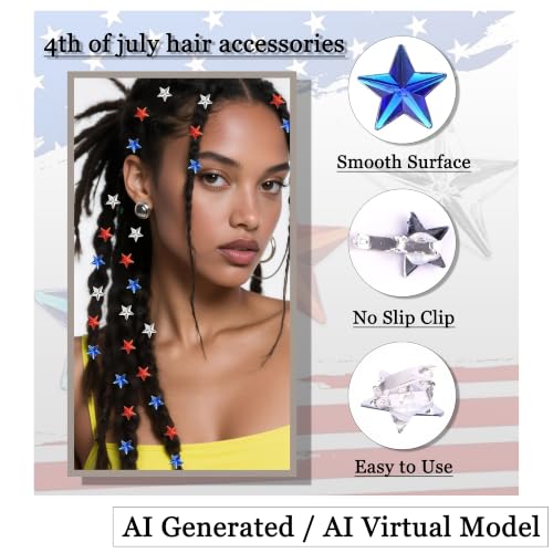 30 piezas accesorios para cabello rojo, blanco y azul miniatura 3