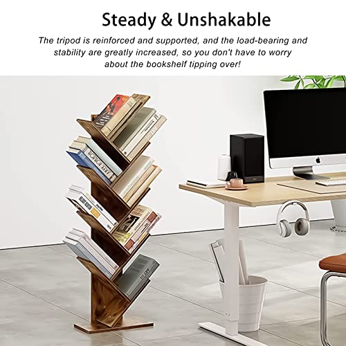 Prijesse 9 Shelf Tree Bookshelf, Retro Wood Bookcase, Free-Standing Storage Shelves Books Holder Organizer For Living Room, Bedroom, Kid's Room, Home Office #TOP6