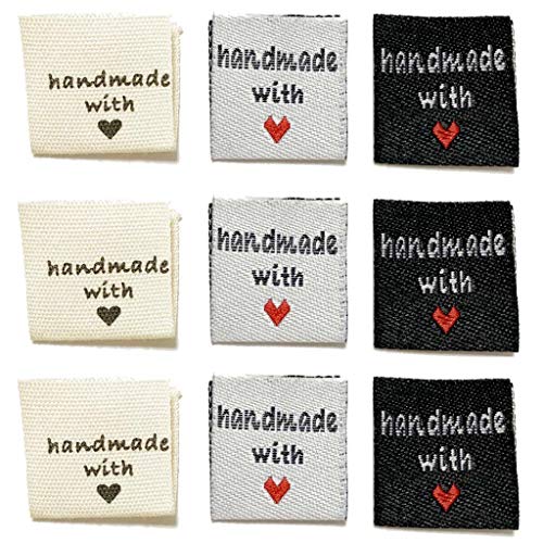 Juland 60PCS Woven Sew-on Tapes Label Weavers Crafting Fashion Woven Ribbon Tag Handmade Sewing Labels for Knitting, Quilting, Sewing Crafts and Small Business - 24cm - Black White Yellow