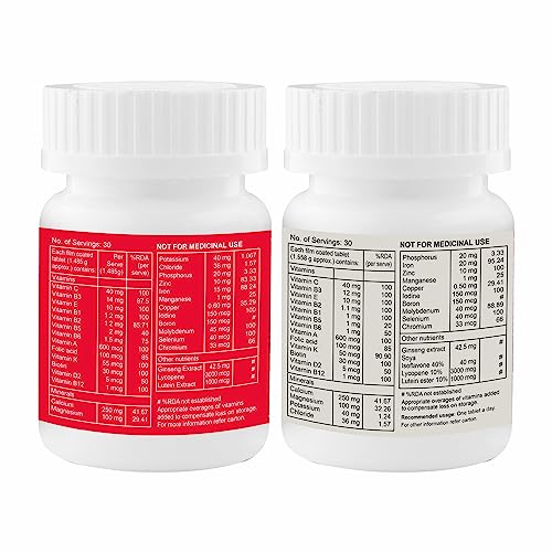 Image of Geofit Multivitamin & Multimineral for Men & Women (Combo Pack) | With Ginseng, Probiotics, Zinc, Vitamin C, D3, E, A, K & B-Complex | Daily Supplement for Energy, Immunity, Stamina, Gut, Heart, Bone & Muscle Health - 60 Tablets