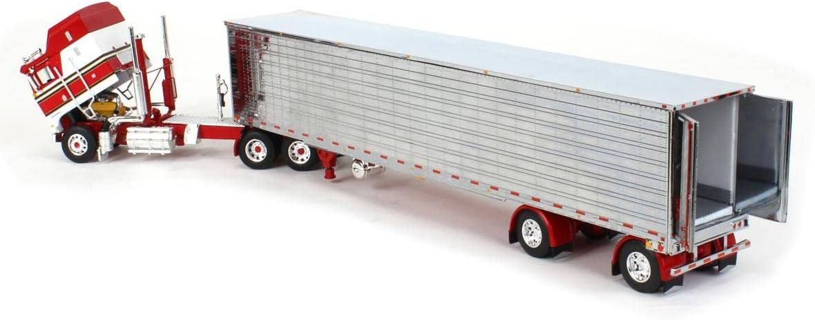 DCP 1/64 Red & White Kenworth K100 Aerodyne Long Frame w/Chrome Reefer Trailer, by First Gear, 60-1557