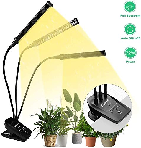 NaCot Lampe de Plante 72W 144 LED Lampe Croissance Floraison Spectre Complet 0-100% Luminosité Dimmable, Lampe Horticole avec 3H/6H/12H Minuteur pour Intérieur/Serre/Jardin