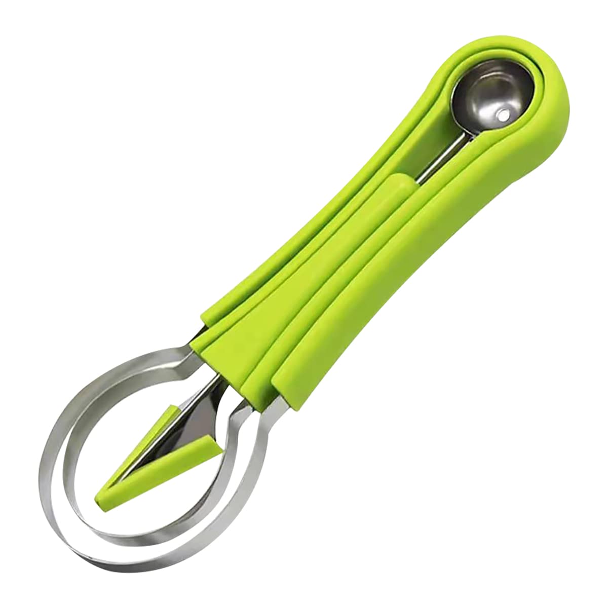 Wangcl Green Or Blue 4 In 1 Stainless Steel Watermelon Cutter Fruit Carving Tools Set Fruit Scooper Seed Remover Watermelon Melon Baller Scoop Set（Green）